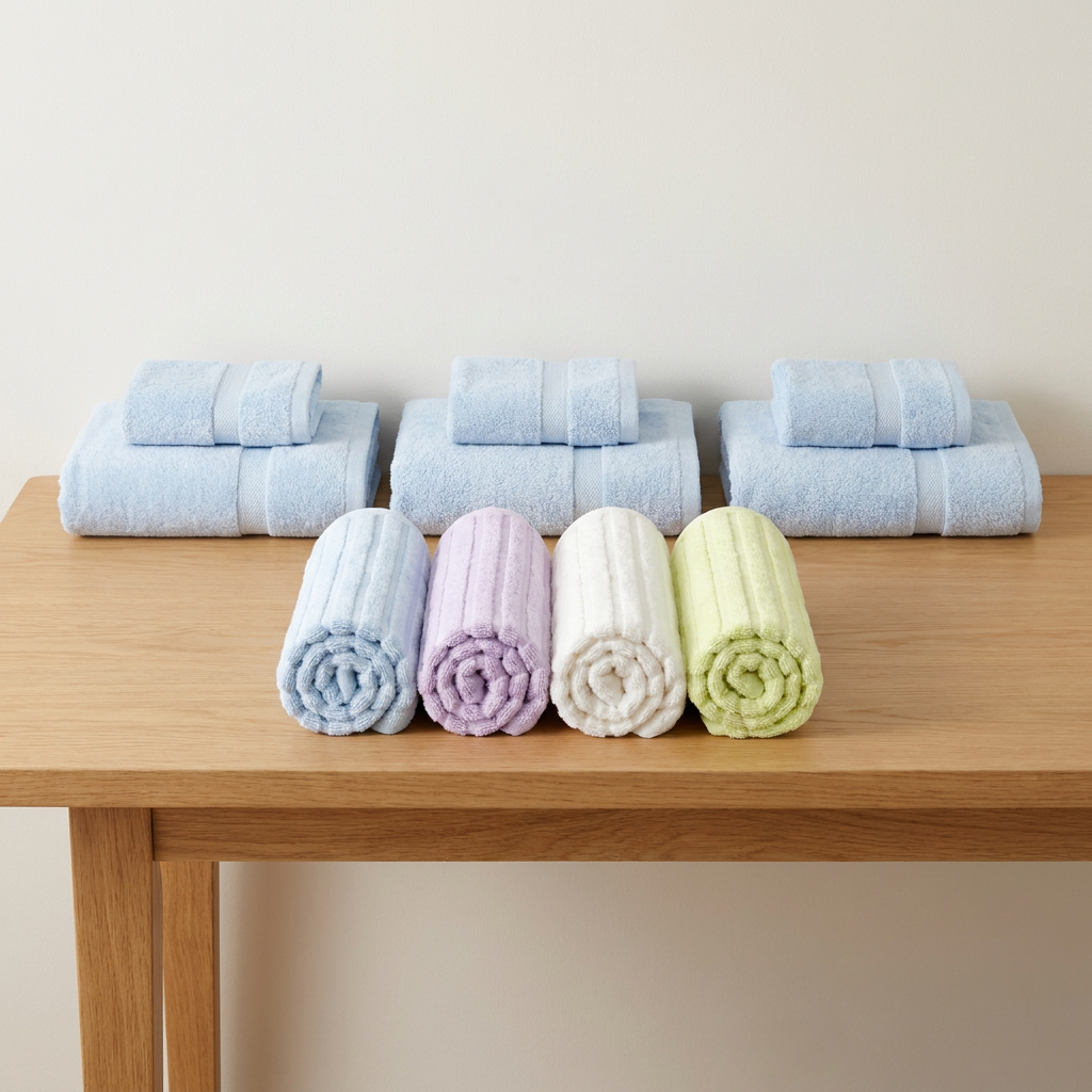 Family Towel Bundle — three blue bamboo bath towel sets