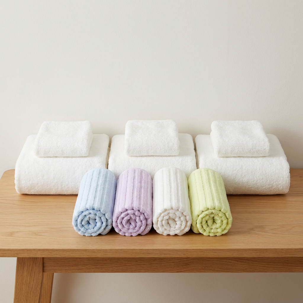 Family Towel Bundle — three white bamboo bath towel sets