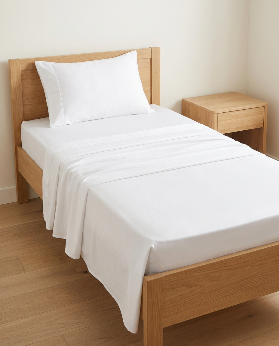 Kids bamboo sheet set — King Single bed in White