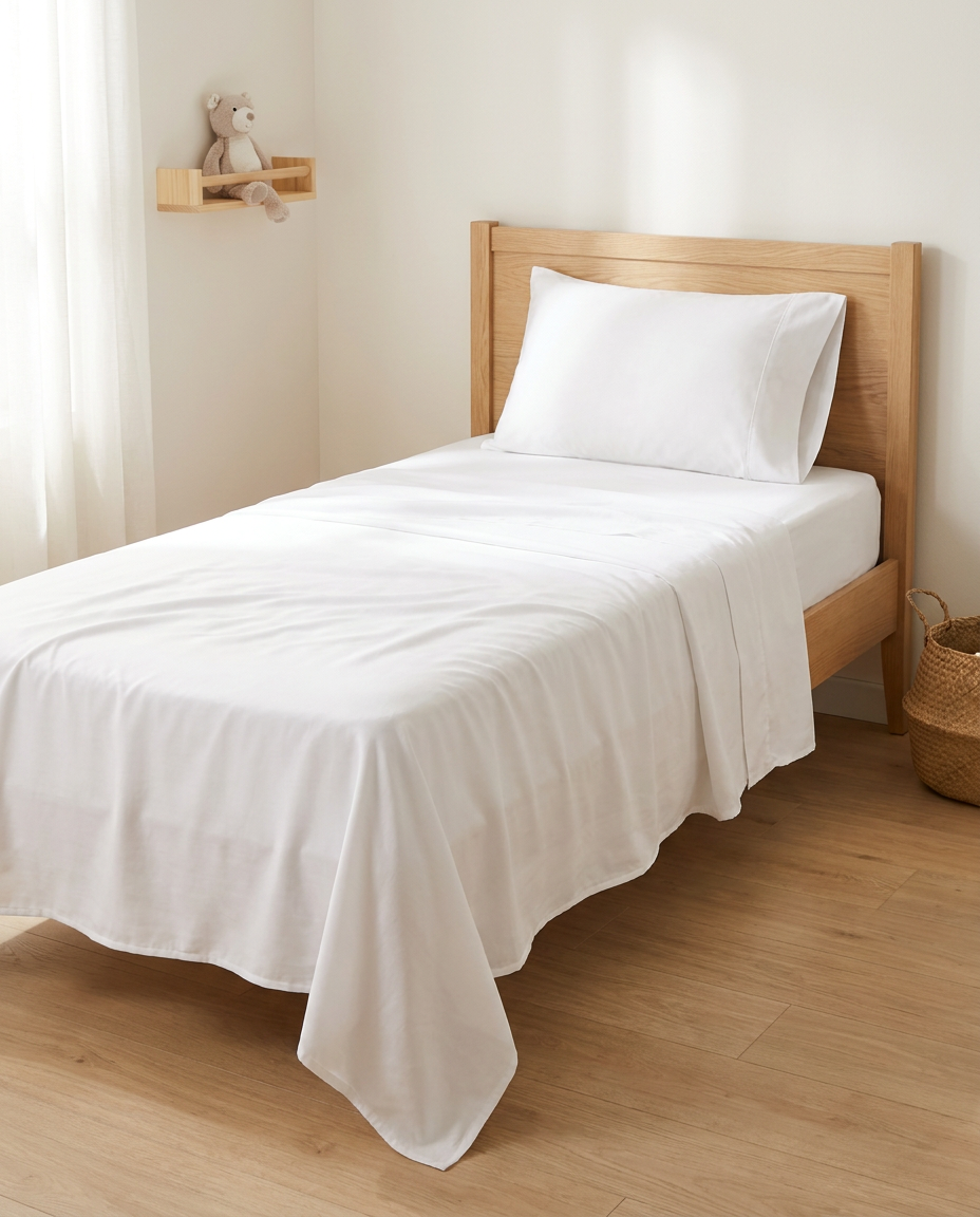 Kids bamboo sheet set — Single bed in White
