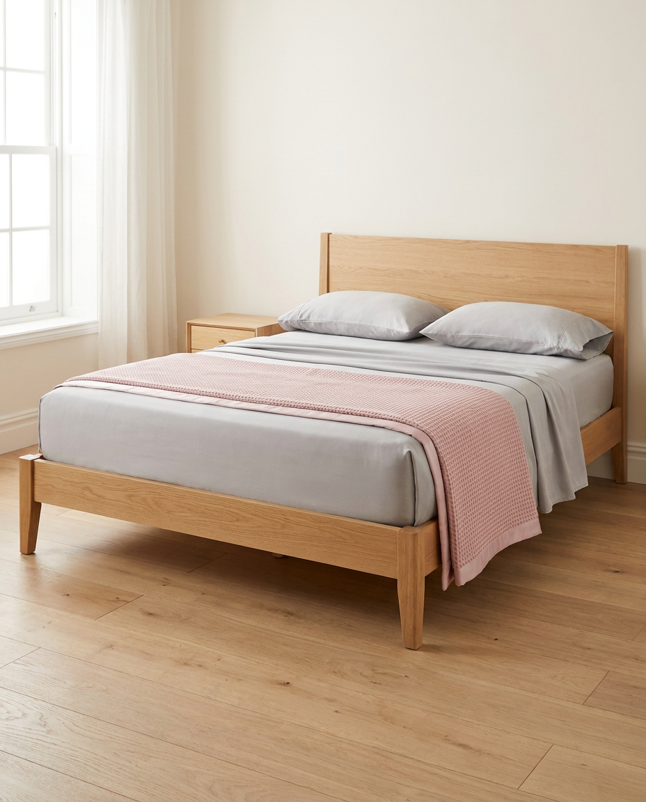 Queen Sleep Set — Grey bamboo sheets with Pink blanket